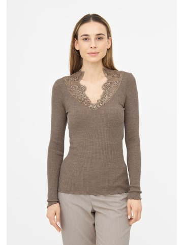 TOOCHE Langarmshirt "Star Elegance" in braun