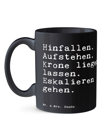 Mr. & Mrs. Panda Tasse Hinfallen. Aufstehen. Krone liegen... mit... in Schwarz
