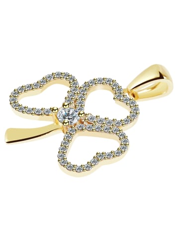 Adeliás Damen Anhänger – Kleeblatt Anhänger aus 333 Gold mit Zirkonia in gold