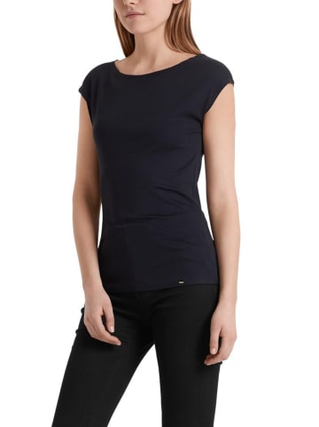 MARC CAIN Basic-Shirt mit weitem Ausschnitt in Blau