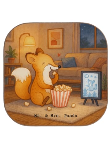 Mr. & Mrs. Panda Holzuntersetzer Fuchs Filme gucken Design ohne ... in Weiß