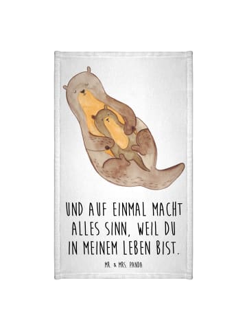 Mr. & Mrs. Panda Gästehandtuch Otter Kind mit Spruch in Weiß