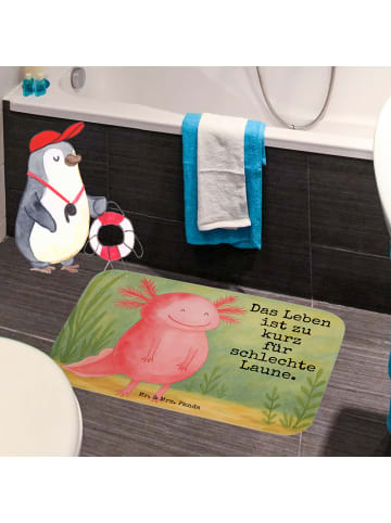 Mr. & Mrs. Panda Duschvorleger Axolotl Glücklich Design mit Spruch in Weiß