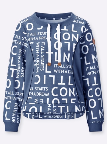 WITT WEIDEN Sweatshirt in jeansblau-weiß-bedruckt