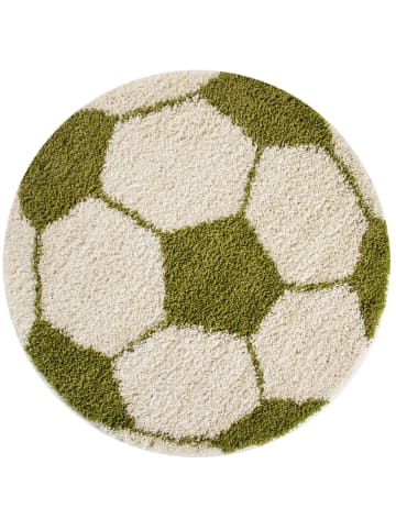KADIMA DESIGN Teppich Kinder Hochflor Fußball Motiv Polypropylen Kinderzimmer in Grün