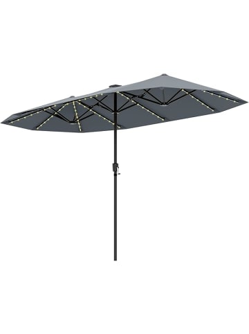 COSTWAY Doppelsonnenschirm mit LED 380 x 200 cm in Anthrazit