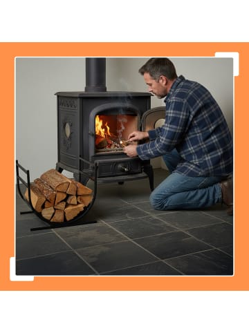 relaxdays Kaminholzregal in Schwarz - (B)46 x (H)40 x (T)38 cm