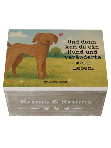 Mr. & Mrs. Panda Holzkiste mit Deckel Hund Dogge Design mit Spruch in Weiß