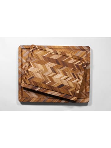 TEAKHAUS Teakholz Schneidbrett HERRINGBONE M, extradick, 41 x 30.5 x 3.8 cm