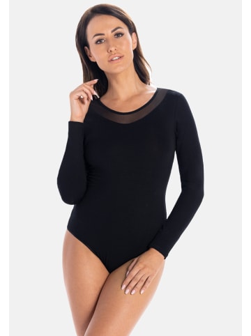 Teyli Langärmeliger Viskose-Bodysuit Amber in schwarz