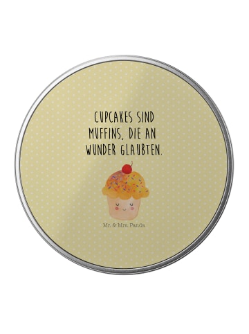 Mr. & Mrs. Panda Aufbewahrungsbox Cupcake mit Spruch in Gelb Pastell