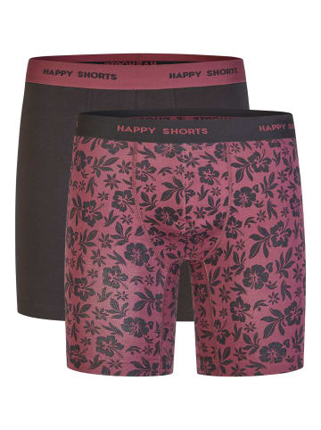 Happy Shorts Langer Boxer Jersey in schwarz, bordeaux