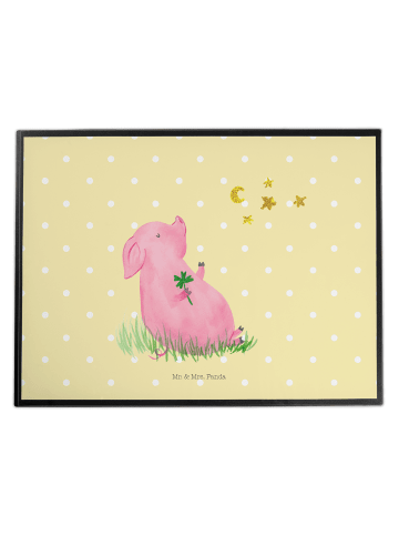 Mr. & Mrs. Panda Schreibunterlage Schwein Glück ohne Spruch in Gelb Pastell