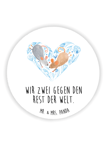 Mr. & Mrs. Panda Kühlschrankmagnet Mäuse Herz mit Spruch in Weiß