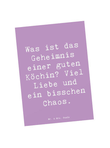 Mr. & Mrs. Panda Grußkarte Spruch Köchin Chaos mit Spruch in Lavendeltraum