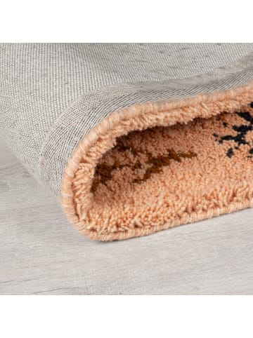 KADIMA DESIGN Wollteppich Hochflor Rauten, Ethno (Berber), Schlafzimmer in Pfirsich