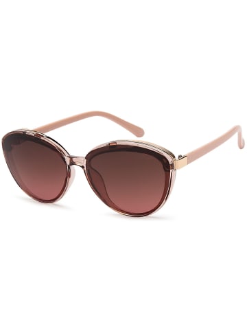 styleBREAKER Ovale Sonnenbrille in Transparent-Rose / Grau-Violett Verlauf