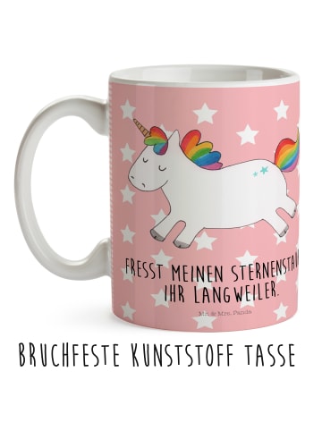 Mr. & Mrs. Panda Plastikbecher Einhorn Happy mit Spruch in Rot Pastell