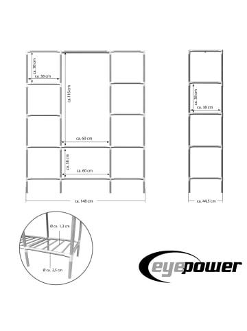 eyepower Schrankregal Tall 148x44,5x178 cm silber
