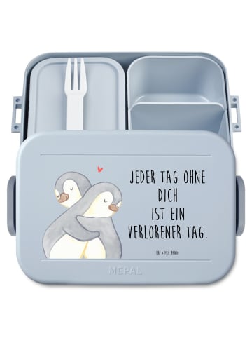 Mr. & Mrs. Panda MEPAL Bentobox Pinguine Kuscheln Motiv mit Spruch in Blau Pastell