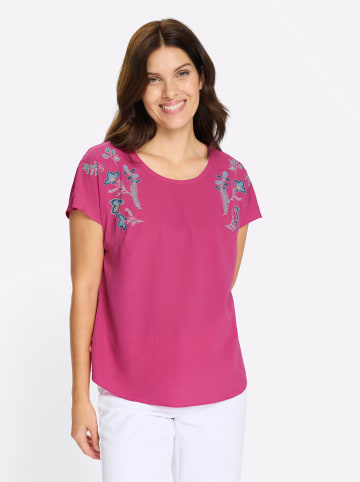 Sieh an! Schlupfbluse in fuchsia-jeansblau