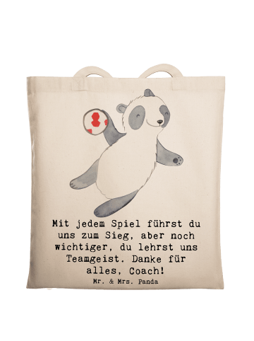 Mr. & Mrs. Panda Tragetasche Handball Trainerin Dankeschön mit S... in Creme