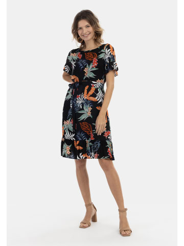 Usha Damen Kleid in Schwarz Mehrfarbig