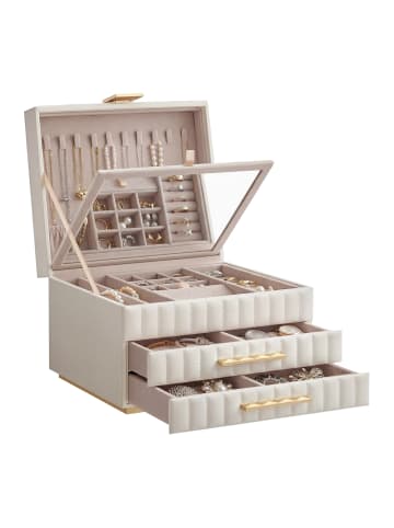 SONGMICS HOME Schmuckkasten Anah in Weiß - (B)24 x (H)15.8 x (T)21.5 cm