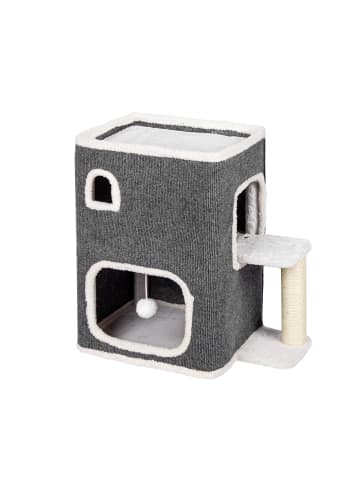 relaxdays Katzenhaus in Grau/ Weiß - (B)57,5 x (H)58 x (T)35 cm