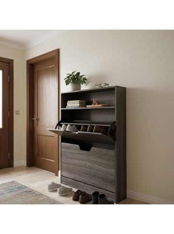 relaxdays Schuhschrank in Grau - (B)60 x (H)102 x (T)24 cm