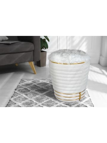 Kayoom Hocker Doric in weiß - gold