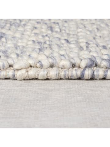 KADIMA DESIGN Wollteppich handgewebt Struktur hochdicht Teppich Wolle-Polyester in Blau