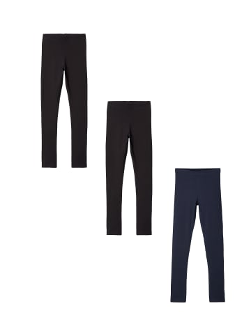 name it Basic Leggings 3er Stück Set NKFVIVIAN in Schwarz-Blau