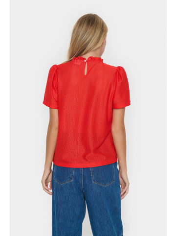 SAINT TROPEZ Bluse kurzarm JovitaSZ Gerade Passform in Flame Scarlet