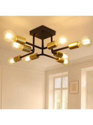 ZMH Deckenleuchte in Schwarzgold 8-flammige E27 Retro Wohnzimmerlampe