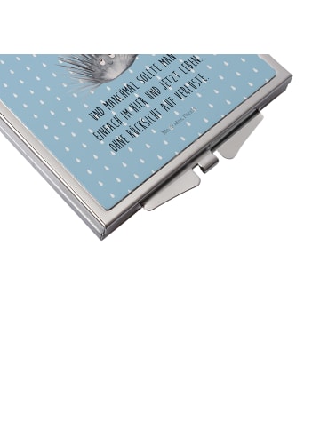 Mr. & Mrs. Panda Handspiegel Seeigel mit Spruch in Blau Pastell