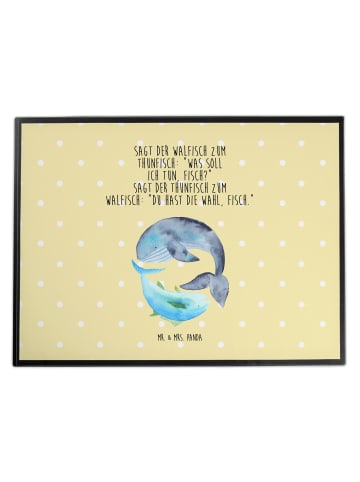 Mr. & Mrs. Panda Schreibunterlage Walfisch Thunfisch mit Spruch in Gelb Pastell