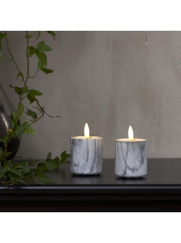 STAR Trading 2er Set Votivkerzen ,Flamme Marble, LED, Marmor-Optik, Batterie und T