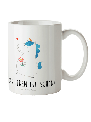 Mr. & Mrs. Panda Kindertasse Einhorn Spaziergang mit Spruch in Weiß