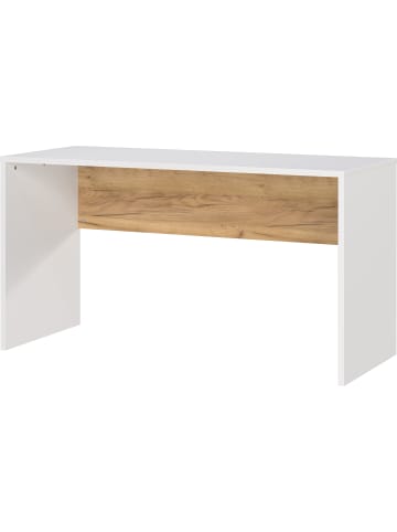 KADIMA DESIGN Wangenschreibtisch, Knieblende, 140x60x75 cm, Beige-Weiß