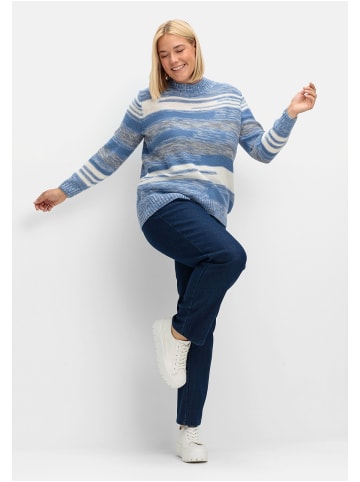 sheego Pullover in blau meliert