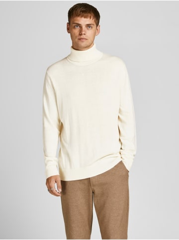 Jack & Jones Dünner Rollkragen Strickpullover Rundhals Basic Sweater JJEEMIL in Weiß