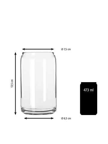 Libbey Can -GLASS CANS- 12er Set, Ø 7,5 cm, 473 ml, H: 13,5 cm, Glas             