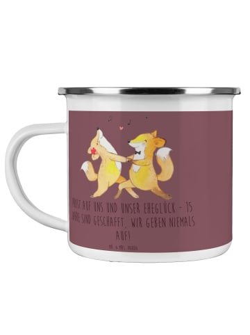 Mr. & Mrs. Panda Camping Emaille Tasse 15. Hochzeitstag Gläserne... in Kaffa Coffee