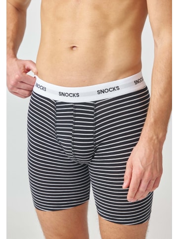 SNOCKS Lange Boxershorts Schwarz (Streifen) 6 Stück
