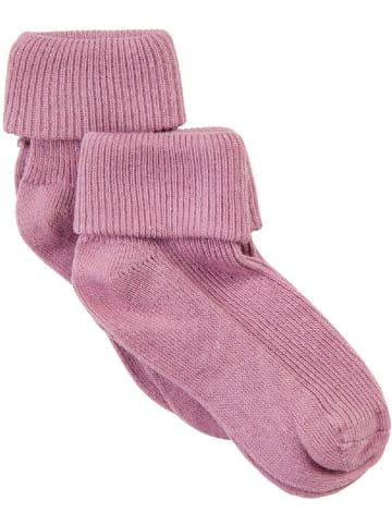Minymo Kinder Socken "Baby rib sock w. fold (2-pack)" in Pink