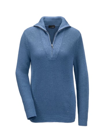 GOLDNER Kurzgröße:  Sportiver Troyer mit Baumwollanteil in schieferblau / melange