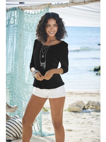 LASCANA 3/4-Arm-Shirt in offwhite-gemustert, schwarz