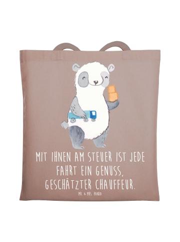 Mr. & Mrs. Panda Tote Bag Chauffeur Genussfahrt mit Spruch in Braun Pastell