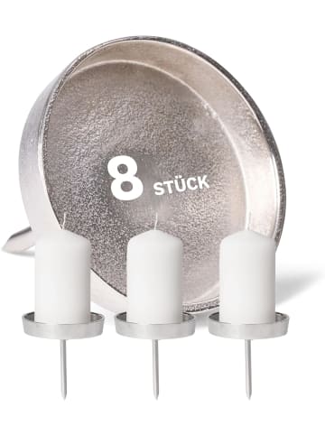 Novaliv 8X Kerzenpick Alu Flach 10 cm Kerzenhalter für Adventskranz Kerzenpin in Silber